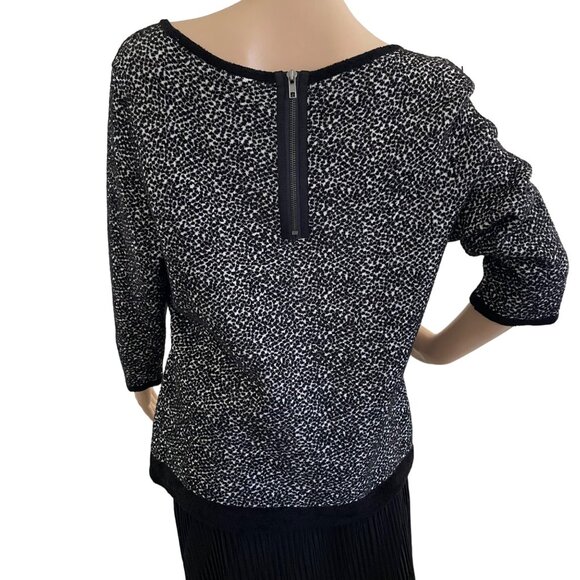 Moth Anthropologie Sweater Size XL Black White Textured Knit Scoop Neck - Picture 5 of 11